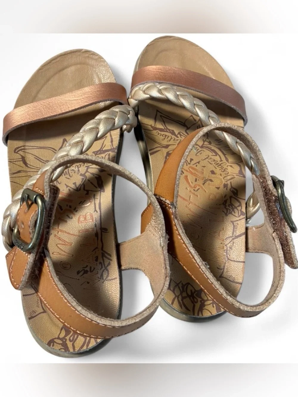 Girls Brown Braided Strappy Blowfish Sandal Size 11